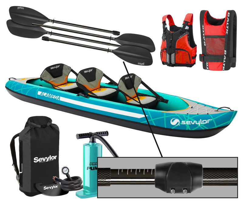 Sevylor Alameda (2021) 3-person (2+1) Inflatable Kayak with paddles, pump and buoyancy aids