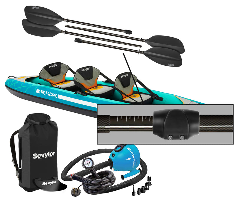 Sevylor Alameda (2021) 3-person (2+1) Inflatable Kayak with paddles and pump