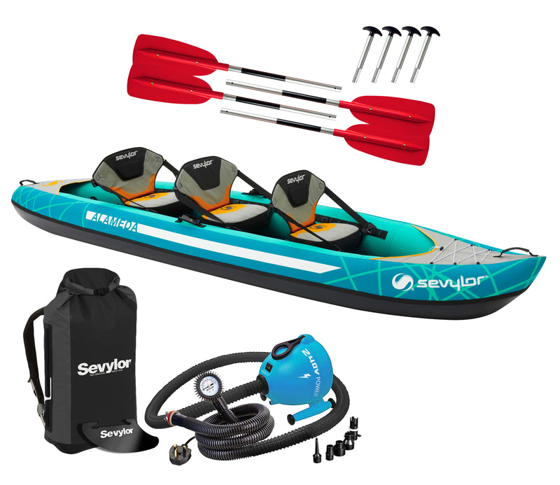 Sevylor Alameda (2021) 3-person (2+1) Inflatable Kayak with paddles and pump