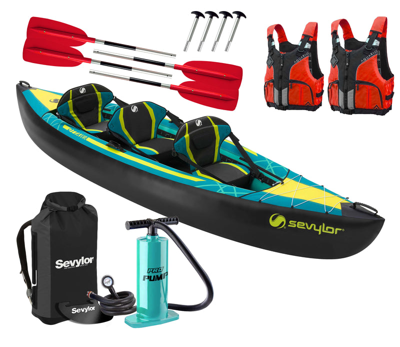 Sevylor Ottawa (2021) 3-person Inflatable Kayak (2+1) with paddles, pump and buoyancy aids