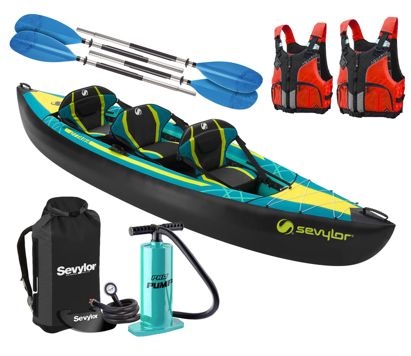 Sevylor Ottawa (2021) 3-person Inflatable Kayak (2+1) with paddles, pump and buoyancy aids